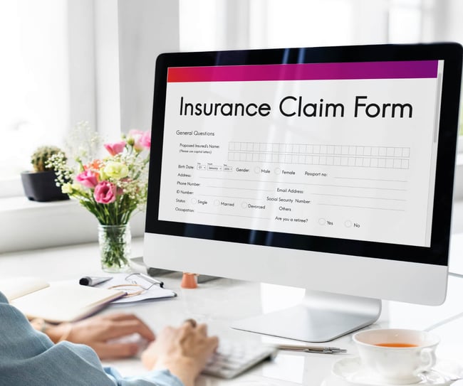 Insurance claim form and sensitive data concept